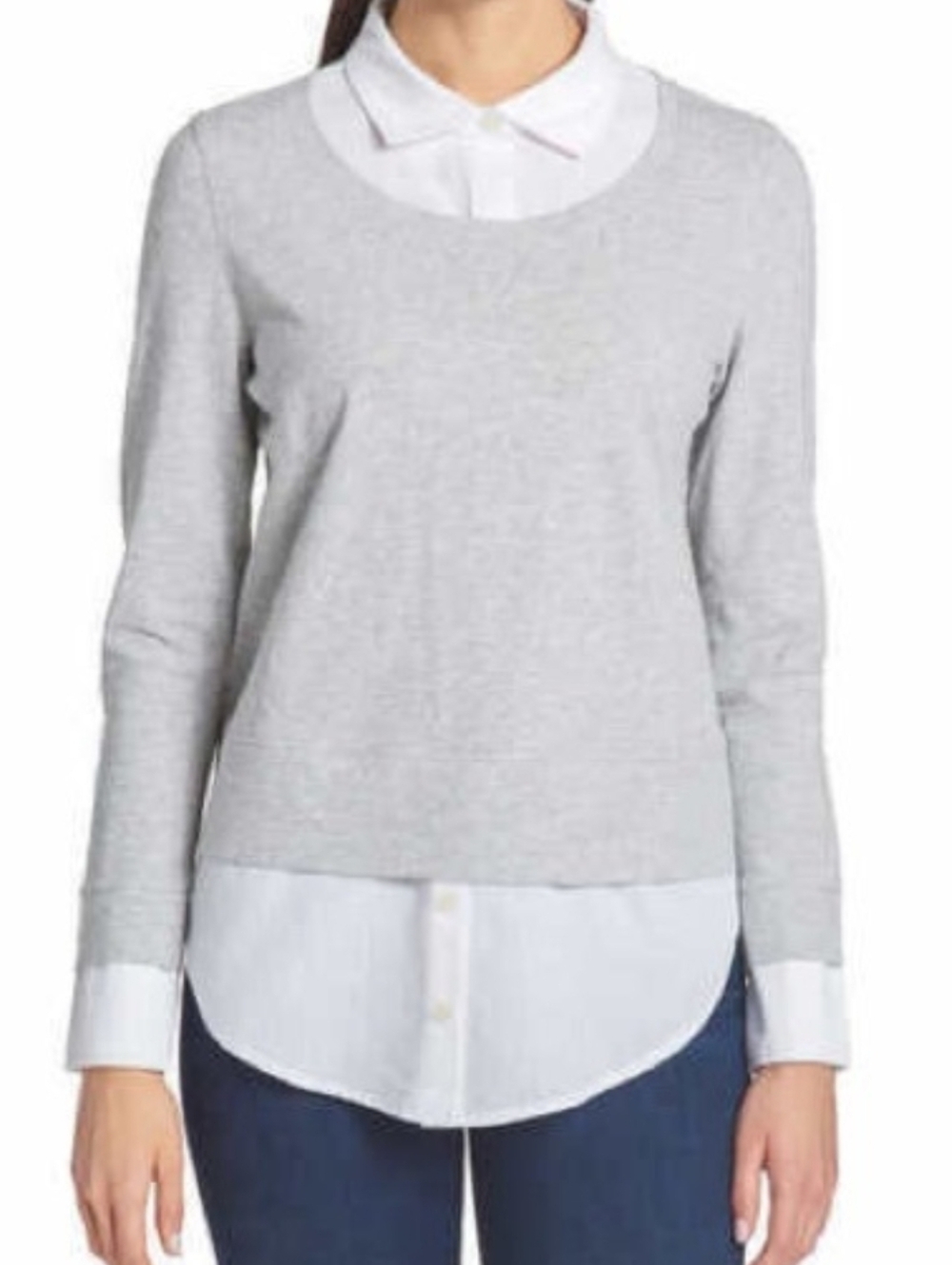 Tommy Hilfiger 2-in-1 Layered Sweater Collared Button Down Shirt 2-fer Size XL